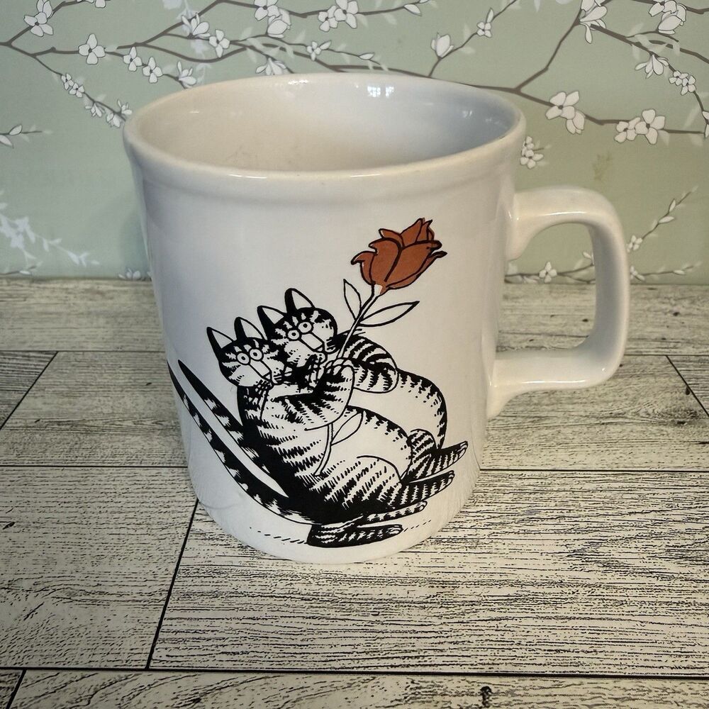 B Kliban Cat Dancing Cats Tango Red Rose Coffee Tea Mug 1979 Kiln Craft England